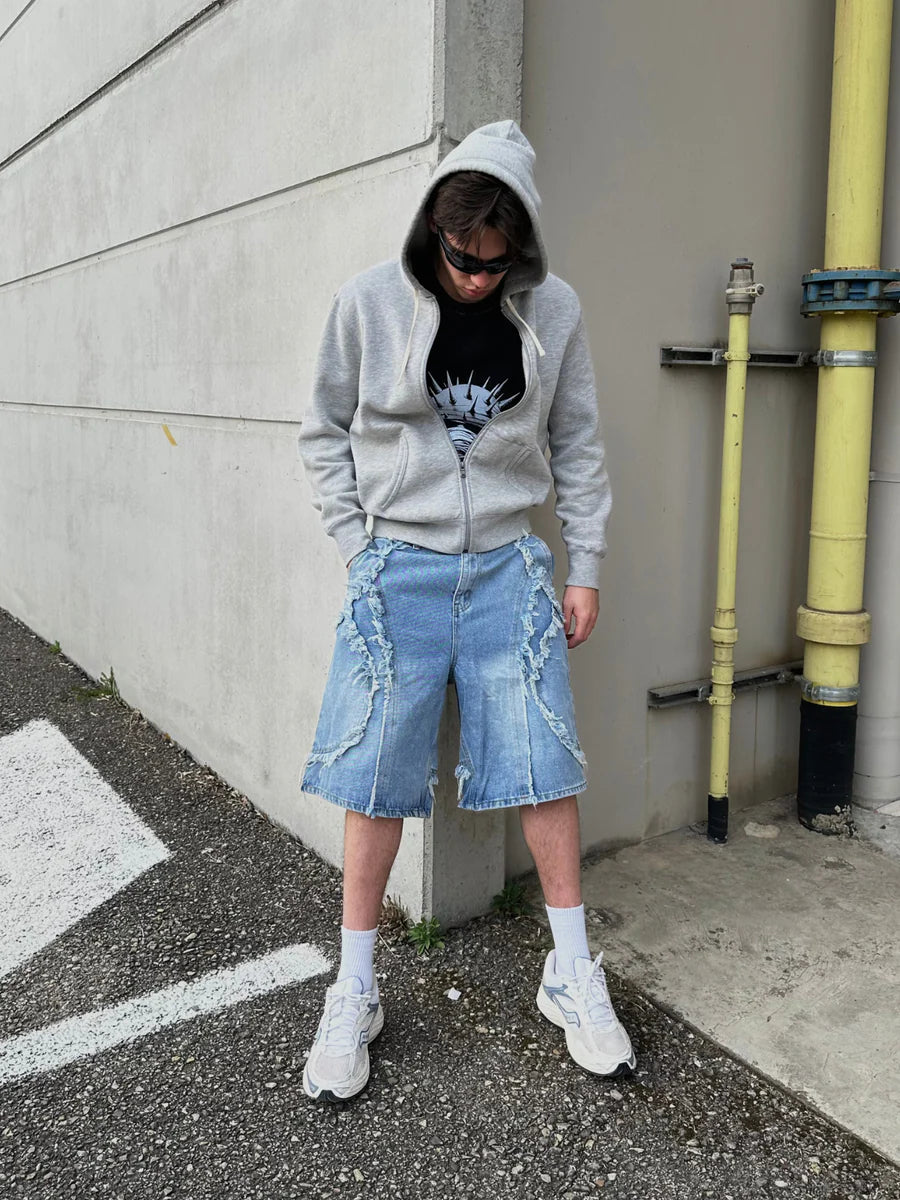 OVER5IZE "cyanide" JORTS LIGHT BLUE