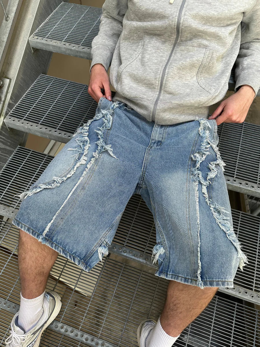 OVER5IZE "cyanide" JORTS LIGHT BLUE