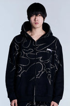 THORNS ZIP HOODIE BLACK