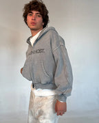 ERODE WAVE ZIPPED HOODIE GREY