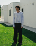 BLUE STRIPED SEAMED SHIRT