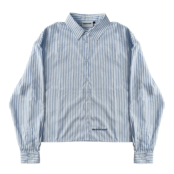 BLUE STRIPED SEAMED SHIRT